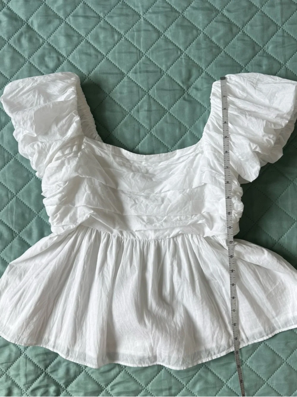 Abercrombie & Fitch White Cotton Peasant Blouse Puff Sleeve Babydoll Top Small